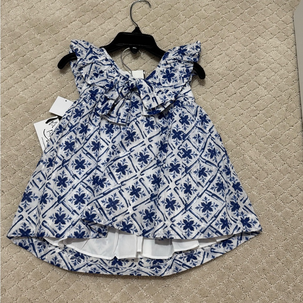 NWT Pippa & Julie Blue/White Floral
print Dress with Front Bow